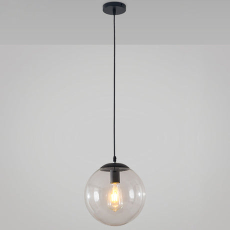 Minimalist 1-Light Pendant Light Bubble Transparent Glass Ball Shade With 39 Hanging Wire Black / 8