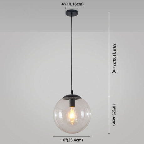 Minimalist 1-Light Pendant Light Bubble Transparent Glass Ball Shade With 39 Hanging Wire