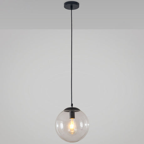 Minimalist 1-Light Pendant Light Bubble Transparent Glass Ball Shade With 39 Hanging Wire Black / 6