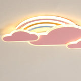 Rainbow Cloudy Ceiling Light - White/Pink Cartoon Led Flush-Mount Fixture Warm/White