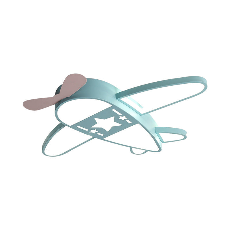 Modern Metal Led Flush Mount Lamp - Pink/Blue Plane Warm/White Lighting 19.5/25.5 Width