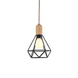 Vintage Metallic Cage Pendant Lamp With Black Finish And One Head For Ceiling Hanging -