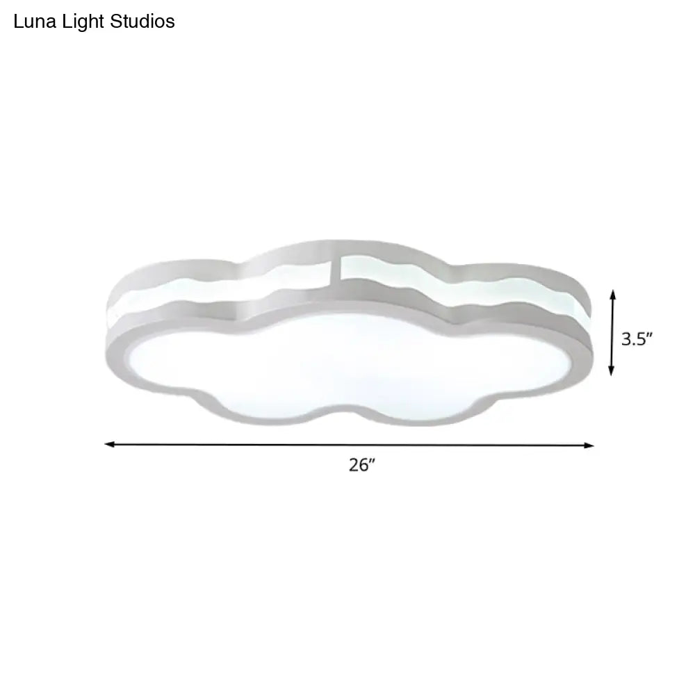26’/22.5’ Cloud Flush Mount Led Bedroom Ceiling Lamp In White With Acrylic Shade