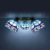 Vintage Stained Glass Dome Shade Ceiling Fixture - Victorian/Mediterranean/Baroque Pattern Flush