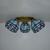 Vintage Stained Glass Dome Shade Ceiling Fixture - Victorian/Mediterranean/Baroque Pattern Flush