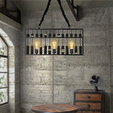 Vintage Black Metal Abacus Pendant Ceiling Fixture With 3 Bulbs - Ideal Hanging Lamp For Restaurants