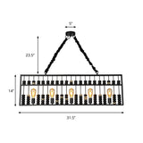 Vintage Black Metal Abacus Pendant Ceiling Fixture With 3 Bulbs - Ideal Hanging Lamp For Restaurants