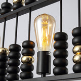 Vintage Black Metal Abacus Pendant Ceiling Fixture With 3 Bulbs - Ideal Hanging Lamp For Restaurants
