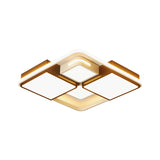 Sleek Square/Rectangle Ceiling Flushmount Led Light Fixture In Black And White Warm/White