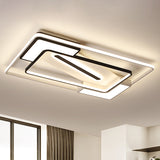 Modern Led Flush Mount Lamp: Black/White Metal Ceiling Light 16/19.5/35.5 W Black-White / 35.5 White