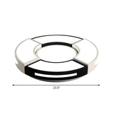 Contemporary Black & White Metal Flush Lamp With Diffuser - 3 Sizes Available