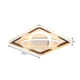 Modern Geometric Flush Ceiling Light Fixture - Integrated Led Metal Black/White Warm/White