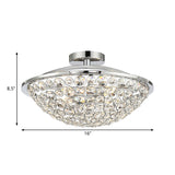 Modern Luxury Crystal Bead Bowl Semi Flushmount Light Fixture In Polished Chrome - 4 Lights