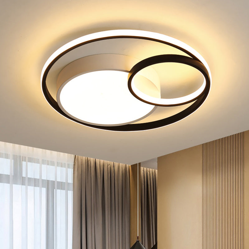 Modern Acrylic Ring Flushmount Led Ceiling Light In Gray/White/Black With Warm/White/3 Color