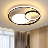 Modern Acrylic Ring Flushmount Led Ceiling Light In Gray/White/Black With Warm/White/3 Color