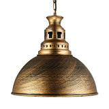 Vintage Iron Dome Restaurant Pendant Light With Vented Socket In Black/White
