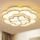 Modern Petal Crystal Led Flush Ceiling Light In White - 19.5/23.5/31.5 For Bedroom
