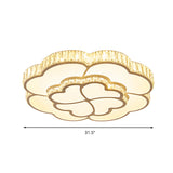 Modern Petal Crystal Led Flush Ceiling Light In White - 19.5/23.5/31.5 For Bedroom