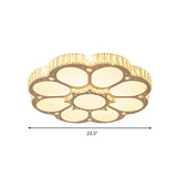 Modern Petal Crystal Led Flush Ceiling Light In White - 19.5/23.5/31.5 For Bedroom