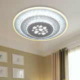 Modern Crystal Ceiling Mount Led Light Fixture For Bedroom - White Loving Heart/Square/Rose Design