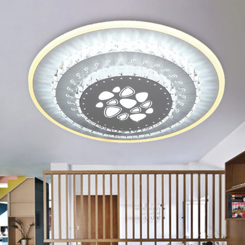 Modern Crystal Ceiling Mount Led Light Fixture For Bedroom - White Loving Heart/Square/Rose Design