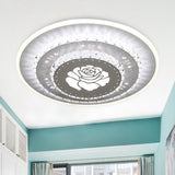Modern Crystal Ceiling Mount Led Light Fixture For Bedroom - White Loving Heart/Square/Rose Design