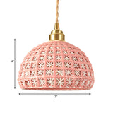 Vintage Ceramic Dome Lamp With Hollow Out Design - Blue/Pink Suspended Light