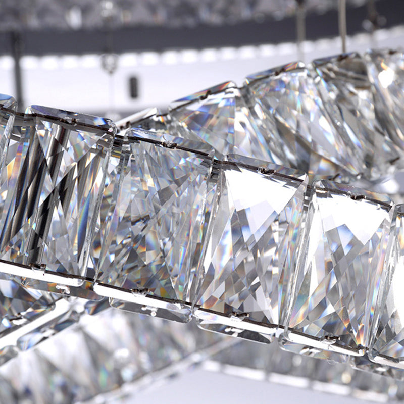 Modern Led Crystal Flush Mount Ceiling Lamp In Chrome - 23.5/31.5 Wide Ring Ideal For Living Room