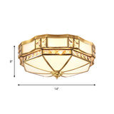 Traditional Yurt Flush Mount Lamp With Crystal Accent - 3/4/6 Lights And White Glass Ceiling