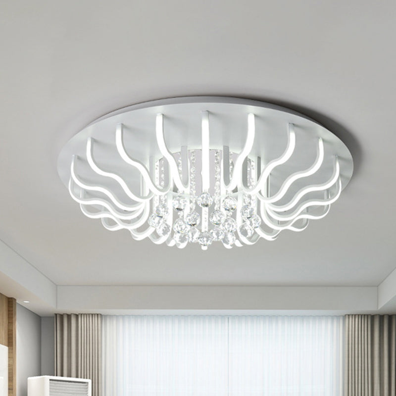 Curved Acrylic Flush Mount Led Ceiling Lamp In White: Simple Modern Design (27/31.5 W Warm/White