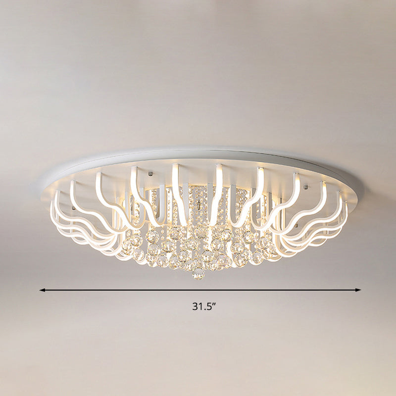 Curved Acrylic Flush Mount Led Ceiling Lamp In White: Simple Modern Design (27/31.5 W Warm/White
