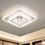 Square Crystal Led Flush Ceiling Light - 19.5/23.5/27.5 Sizes Modern White Design Warm/White