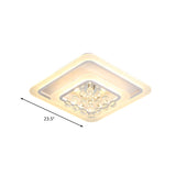 Square Crystal Led Flush Ceiling Light - 19.5/23.5/27.5 Sizes Modern White Design Warm/White