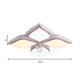 Modern 24.5/25.5 Flush Mount Led Light With Clear Crystal Accent In Warm/White Petal Design