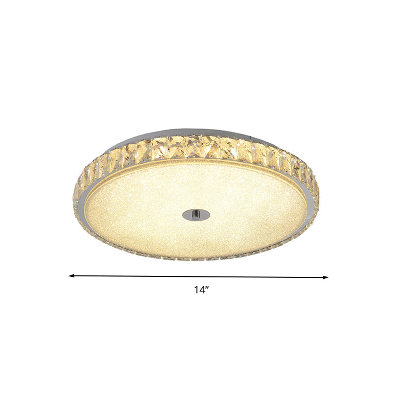 Modern Crystal Led Flush Mount Lamp - 14/23.5/31.5 Round Bedroom Ceiling Light With Chrome Finish
