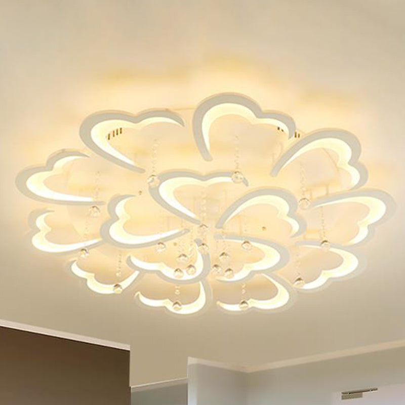Heart-Shaped Acrylic Flush Mount Light Fixture With 5/15 Lights In Warm/White/3 Color For Living