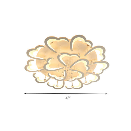 Heart-Shaped Acrylic Flush Mount Light Fixture With 5/15 Lights In Warm/White/3 Color For Living