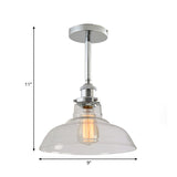 Stylish Clear Glass Barn Pendant Light With Chrome Finish Ideal For Restaurants