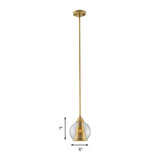 Modern Smoke Gray Glass Sphere Pendant Light With Gold Metal Shade - Perfect For Dining Room