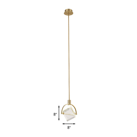 Contemporary Gold Hanging Lamp Kit With Clear Glass Cubic Pendant - Perfect Ceiling Light For