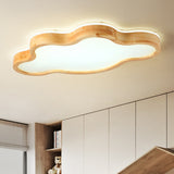 Contemporary Cloud Flush Mount Wood Ceiling Light - Led 19.5’/25’ W Beige Warm/White/3 Color