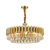 4-Tier Round Crystal Chandelier Lamp - Modernist Golden Pendant Lighting Fixture