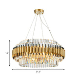 Contemporary Crystal Round Pendant Light - 12/16-Light Golden Chandelier