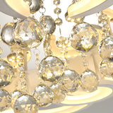 Modern White Floral Led Crystal Flushmount Lamp With Warm Lighting