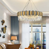 Modern Tiered Icicle Pendant Lamp - 8/12-Light Golden Chandelier Clear Crystal