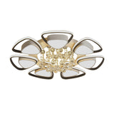 Contemporary Led Ceiling Flush Mount With Metal Petals Crystal Draping Black & White Design