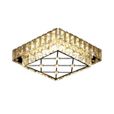 Modern Square Crystal Led Flush Mount Ceiling Light For Hallways