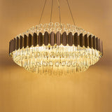 Modern Grey 12-Light Prismatic Crystal Chandelier Pendant Light