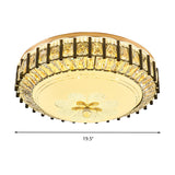 Modern Style Black Gear Ceiling Lamp With Led Faceted K9 Crystal Flush Mount Fixture - 3Rd
