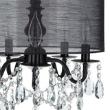 Black Round Fabric Pendant Chandelier With Crystal Accent - Traditional 5-Light Fixture